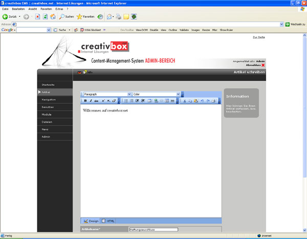creativbox.net Content-Management-System